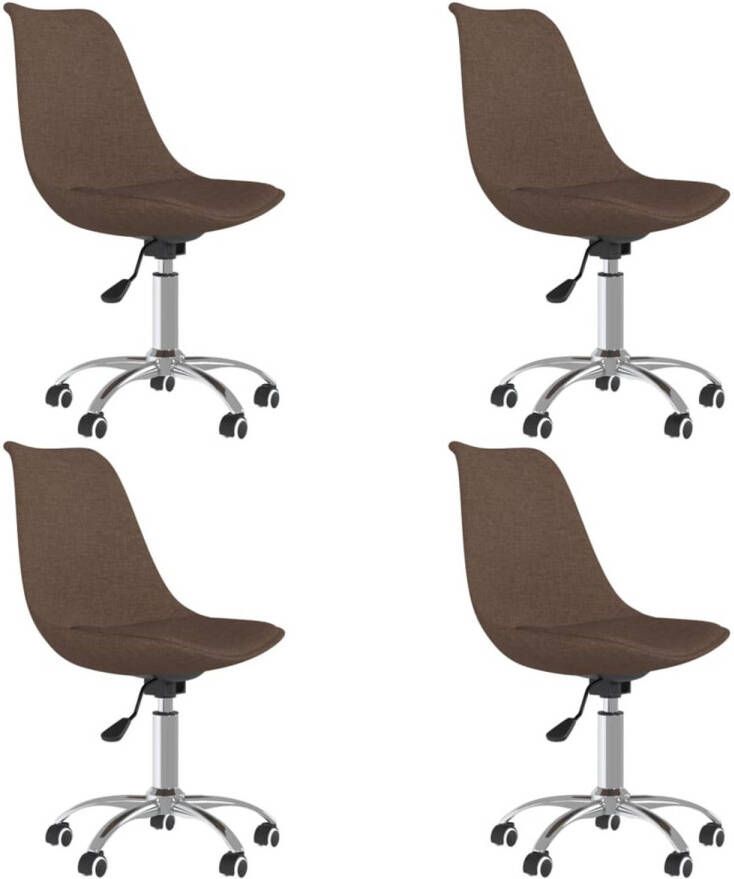 VidaXL -Eetkamerstoelen-draaibaar-4-st-stof-bruin