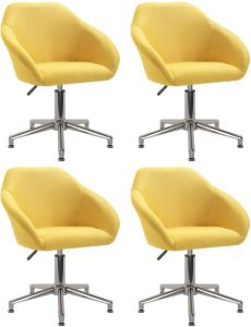 VidaXL -Eetkamerstoelen-draaibaar-4-st-stof-geel