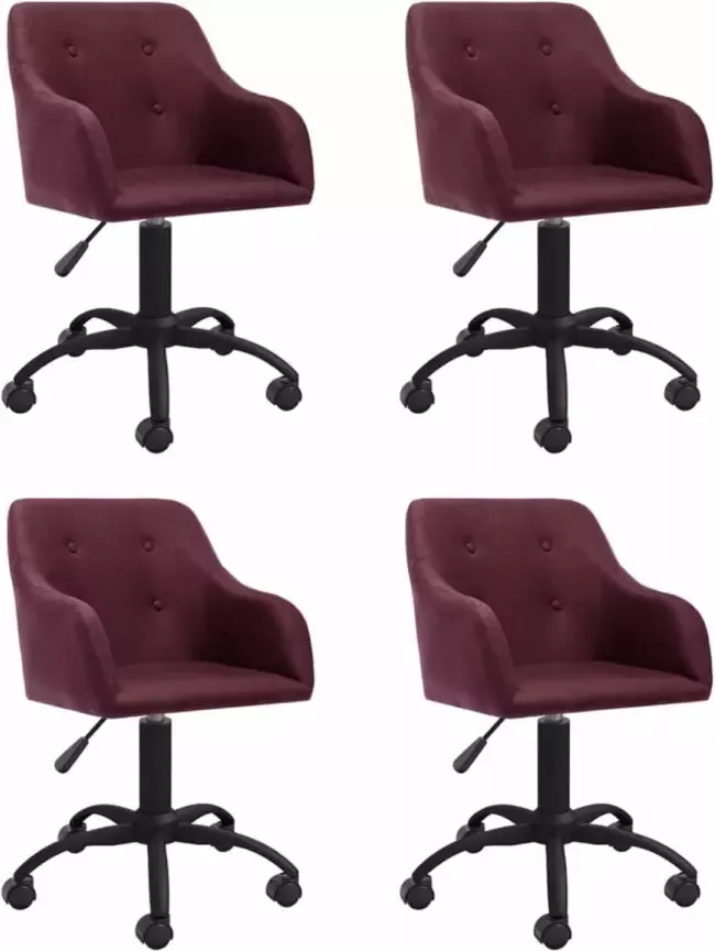 VidaXL Eetkamerstoelen Draaibaar 4 St Stof Paars