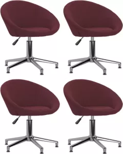 VidaXL Eetkamerstoelen draaibaar 4 st stof paars
