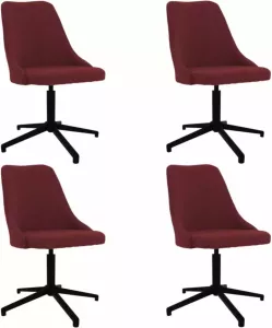 VidaXL Eetkamerstoelen Draaibaar 4 St Stof Wijnrood