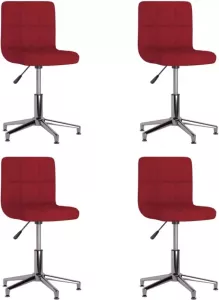 VidaXL Eetkamerstoelen Draaibaar 4 St Stof Wijnrood