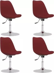 VidaXL Eetkamerstoelen Draaibaar 4 St Stof Wijnrood