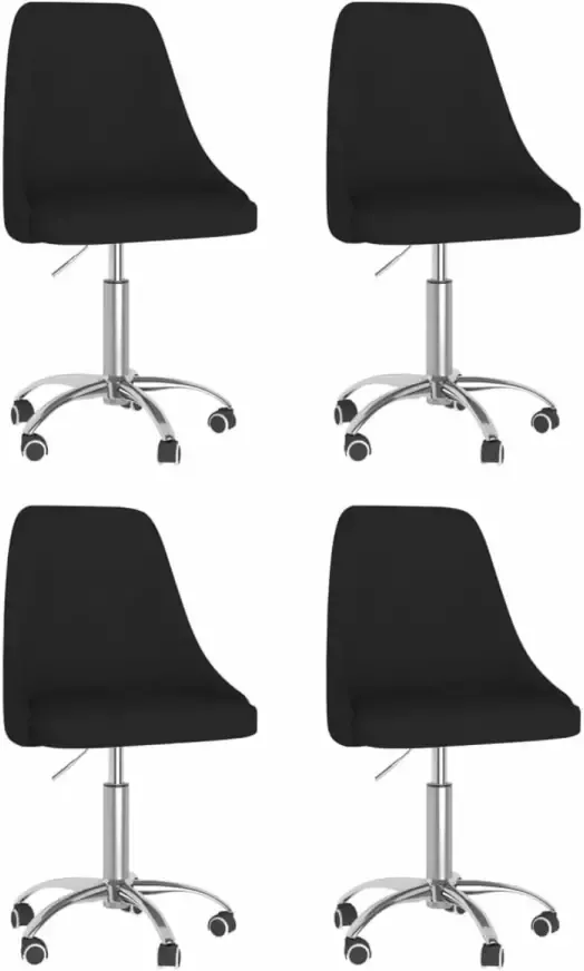 VidaXL Eetkamerstoelen 4 st draaibaar stof zwart