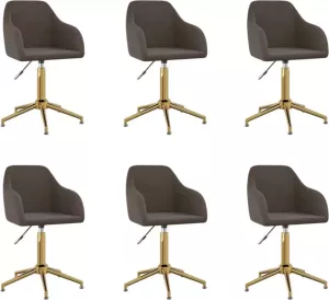 VidaXL Eetkamerstoelen Draaibaar 6 St Fluweel Donkergrijs