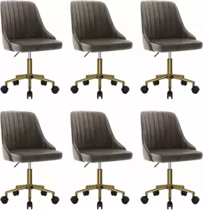 VidaXL Eetkamerstoelen Draaibaar 6 St Fluweel Donkergrijs