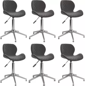 VidaXL Eetkamerstoelen Draaibaar 6 St Fluweel Donkergrijs