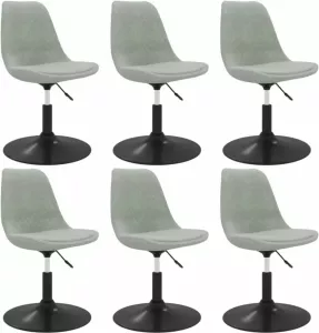 VidaXL Eetkamerstoelen Draaibaar 6 St Fluweel Lichtgrijs