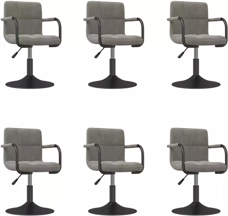 VidaXL -Eetkamerstoelen-draaibaar-6-st-fluweel-lichtgrijs
