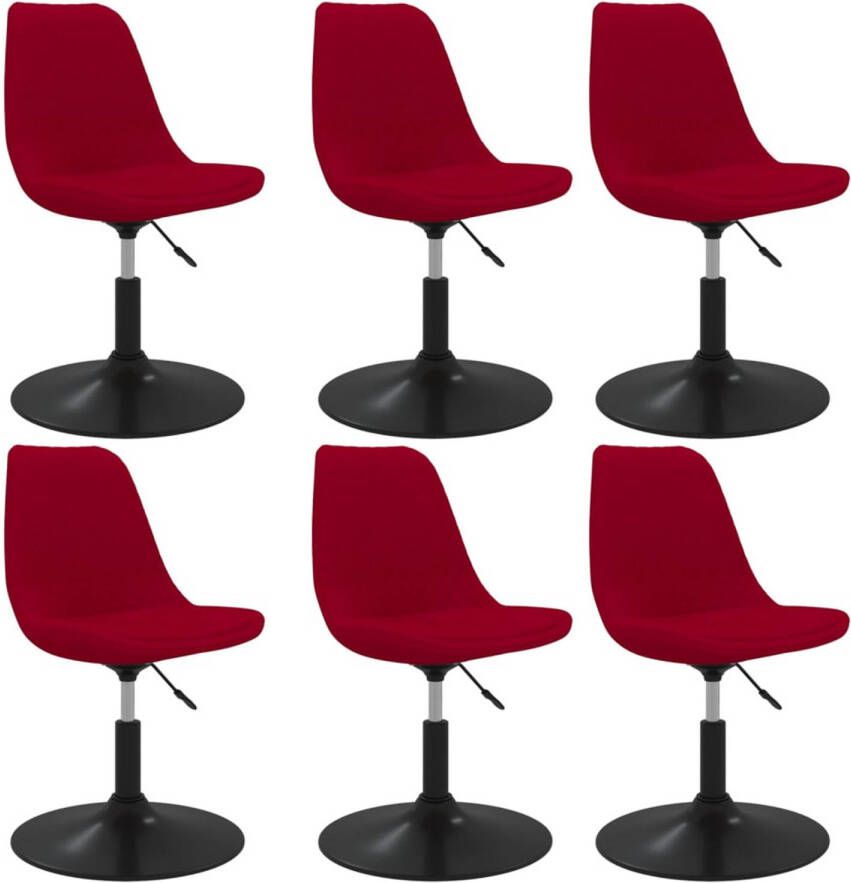 VidaXL -Eetkamerstoelen-draaibaar-6-st-fluweel-rood