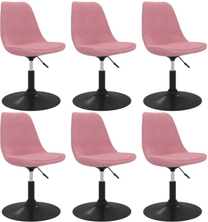 VidaXL Eetkamerstoelen draaibaar 6 st fluweel roze