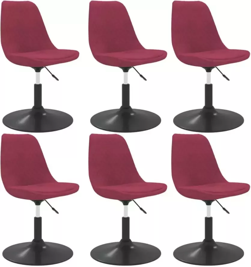 VidaXL Eetkamerstoelen Draaibaar 6 St Fluweel Wijnrood
