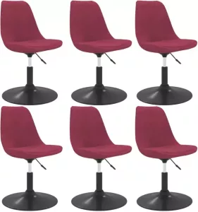 VidaXL Eetkamerstoelen Draaibaar 6 St Fluweel Wijnrood