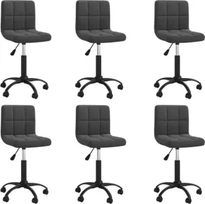 VidaXL Eetkamerstoelen Draaibaar 6 St Fluweel Zwart