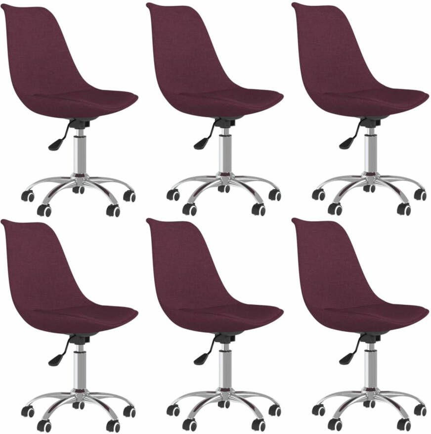 VidaXL -Eetkamerstoelen-draaibaar-6-st-stof-paars
