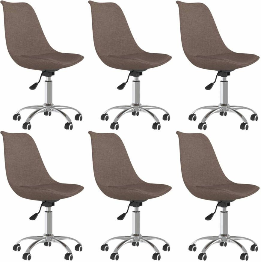 VidaXL -Eetkamerstoelen-draaibaar-6-st-stof-taupe