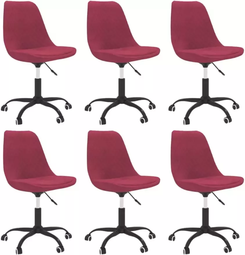 VidaXL Eetkamerstoelen Draaibaar 6 St Stof Wijnrood