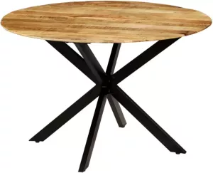 VIDAXL Eettafel 120x77 cm massief ruw mangohout en staal