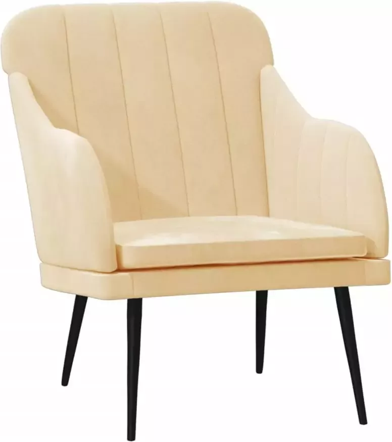 VidaXL Fauteuil 63x76x80 cm fluweel crÃ¨mekleurig