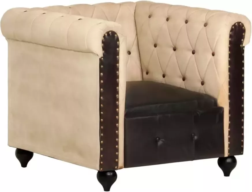 VidaXL Fauteuil Chesterfield-stijl Echt Leer Bruin