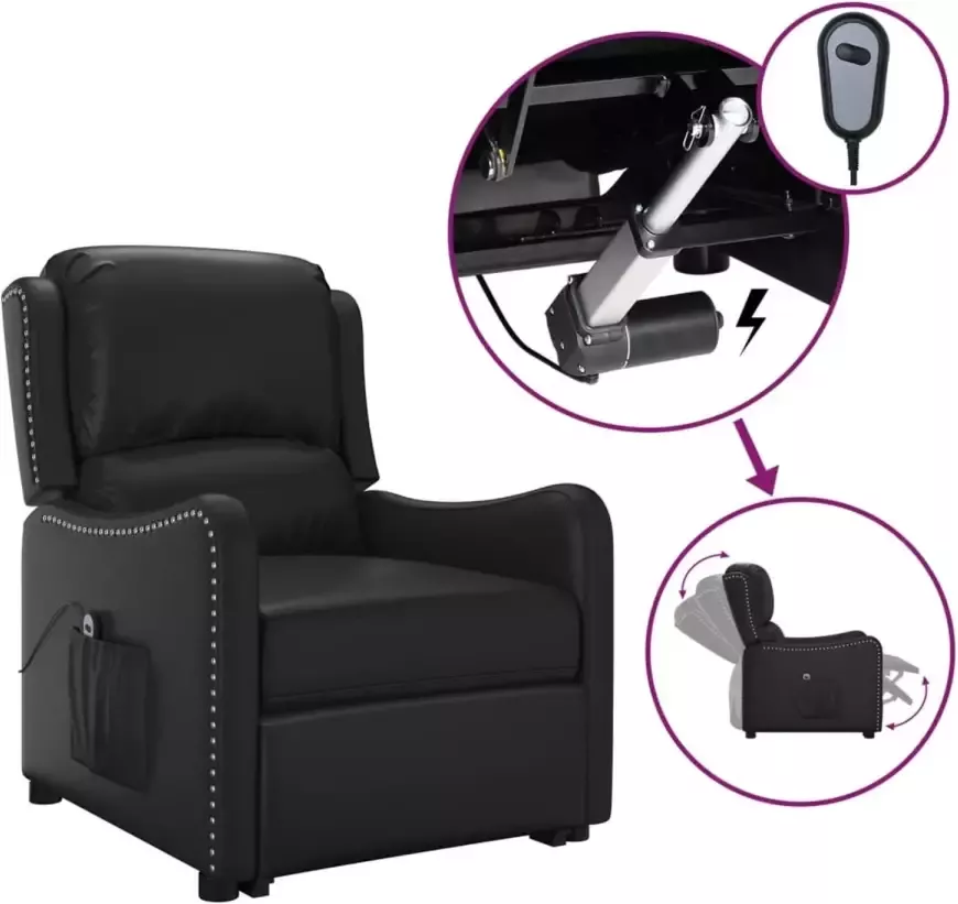 VidaXL Fauteuil elektrisch glanzend kunstleer zwart