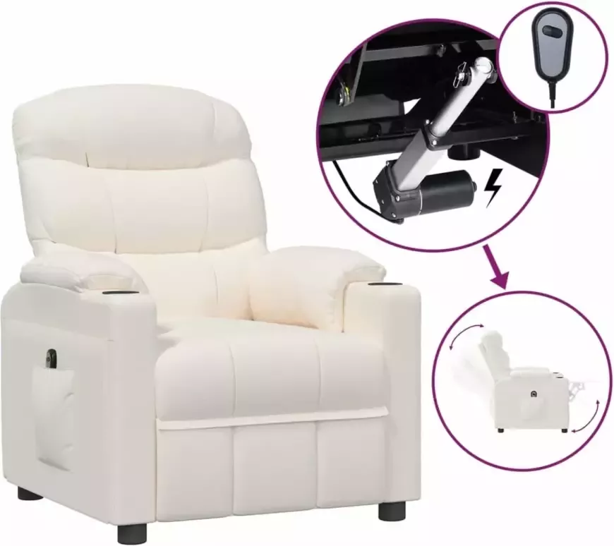 VidaXL Fauteuil elektrisch verstelbaar kunstleer crèmekleurig