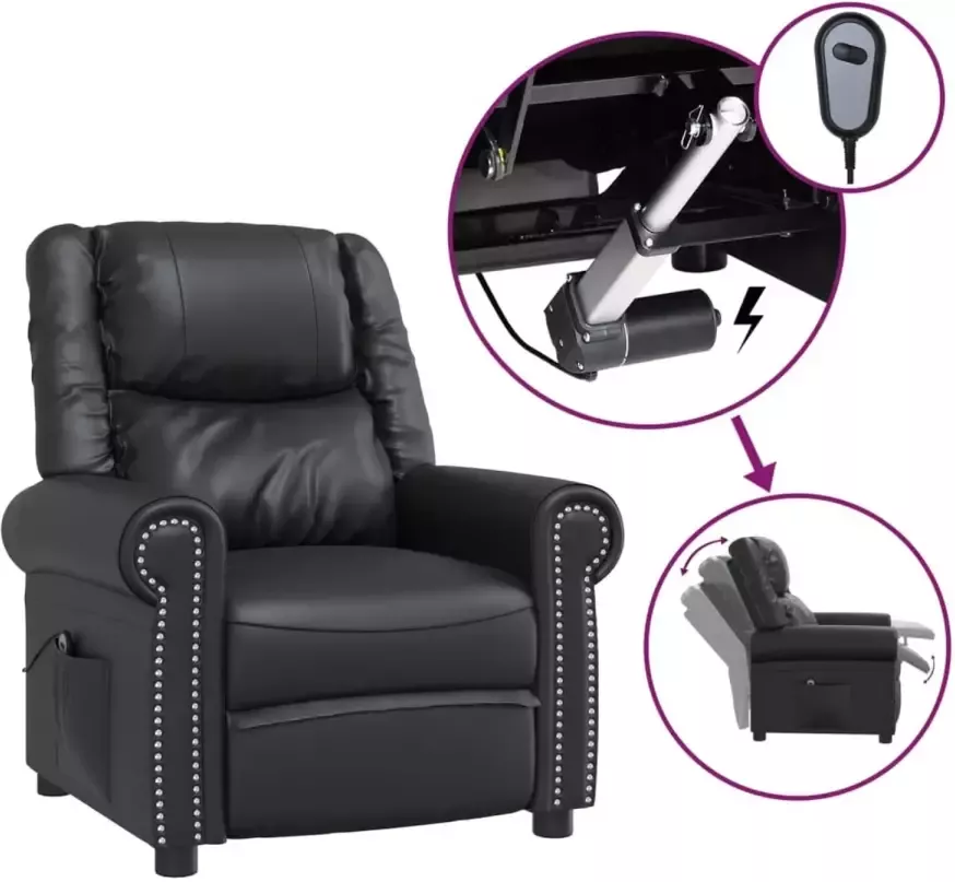 VidaXL Fauteuil elektrisch verstelbaar kunstleer glanzend zwart