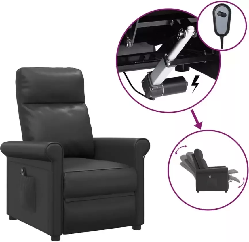 VidaXL Fauteuil elektrisch verstelbaar kunstleer zwart