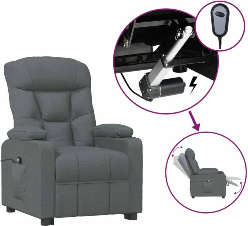 VidaXL Fauteuil elektrisch verstelbaar stof donkergrijs