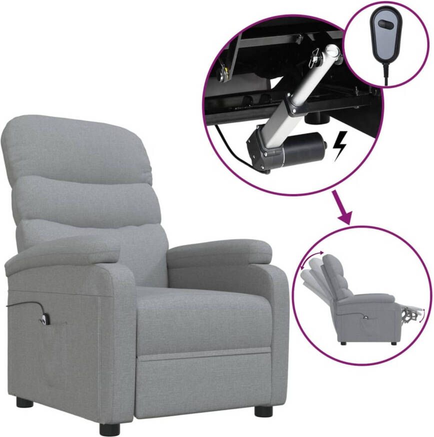 VidaXL Fauteuil verstelbaar elektrisch stof lichtgrijs - Foto 1