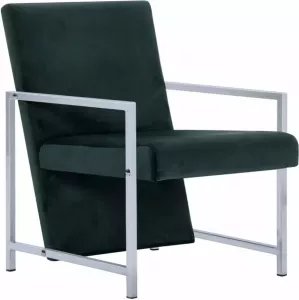 VIDAXL Fauteuil met chromen poten fluweel donkergroen