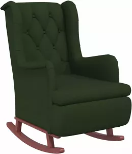 VidaXL Fauteuil met rubberwood schommelpoten fluweel donkergroen