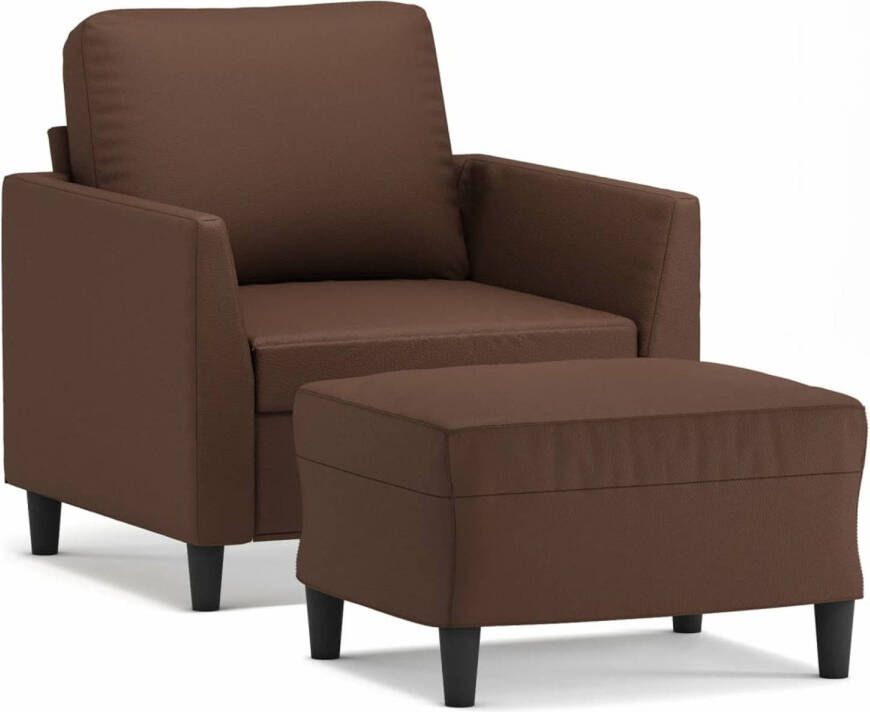 VidaXL Fauteuil met voetenbank 60 cm kunstleer bruin
