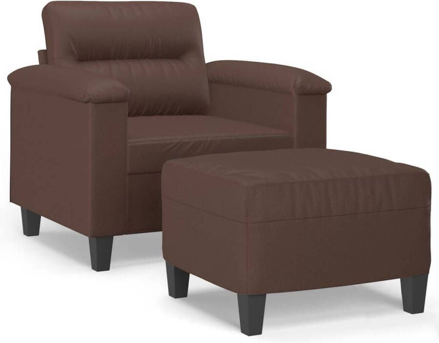 VidaXL Fauteuil met voetenbank 60 cm kunstleer bruin