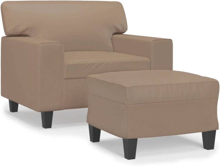 VidaXL Fauteuil met voetenbank 60 cm kunstleer cappuccinokleurig