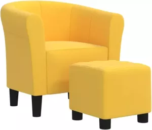 VidaXL Fauteuil Met Voetenbankje Stof Geel