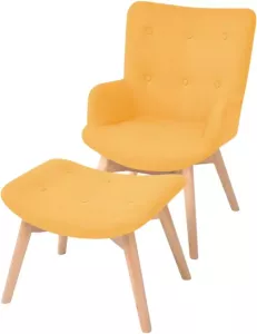 VidaXL Fauteuil Met Voetenbankje Stof Geel