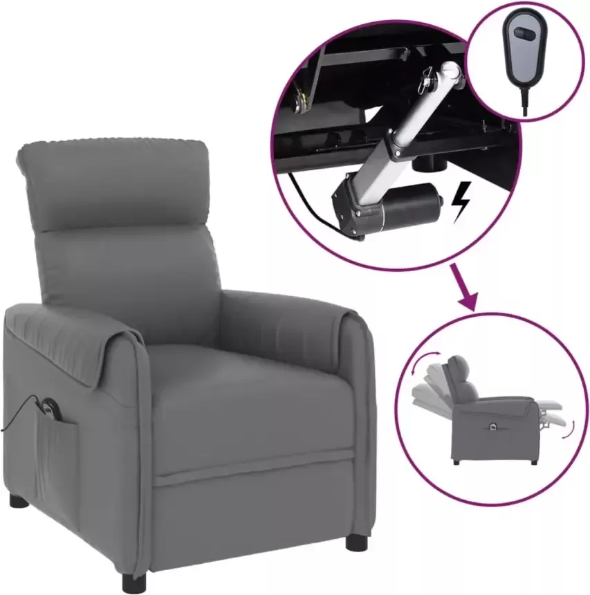 VidaXL Fauteuil verstelbaar elektrisch kunstleer grijs