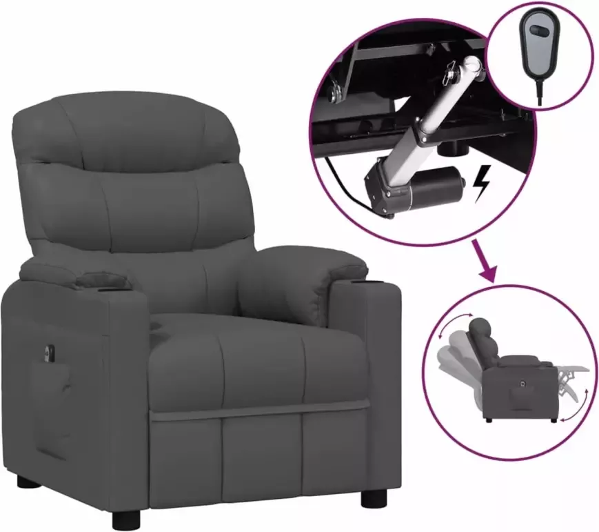 VidaXL Fauteuil verstelbaar elektrisch kunstleer grijs