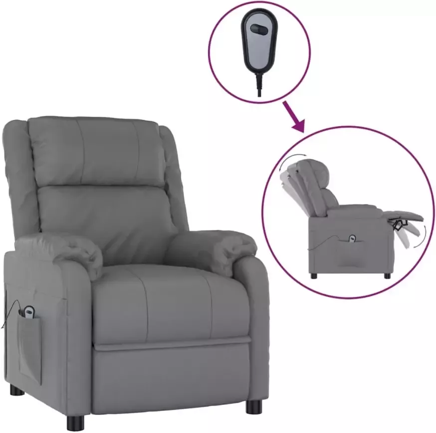 VidaXL Fauteuil verstelbaar elektrisch kunstleer grijs
