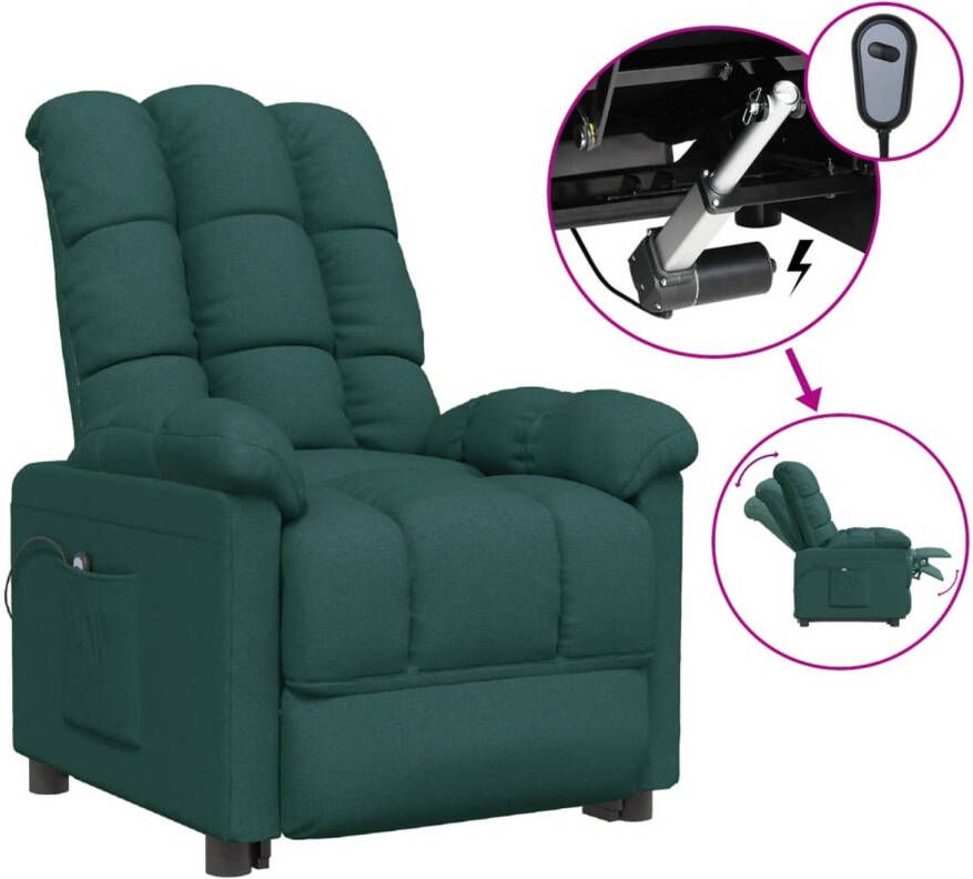 VIDAXL Fauteuil verstelbaar elektrisch stof donkergroen