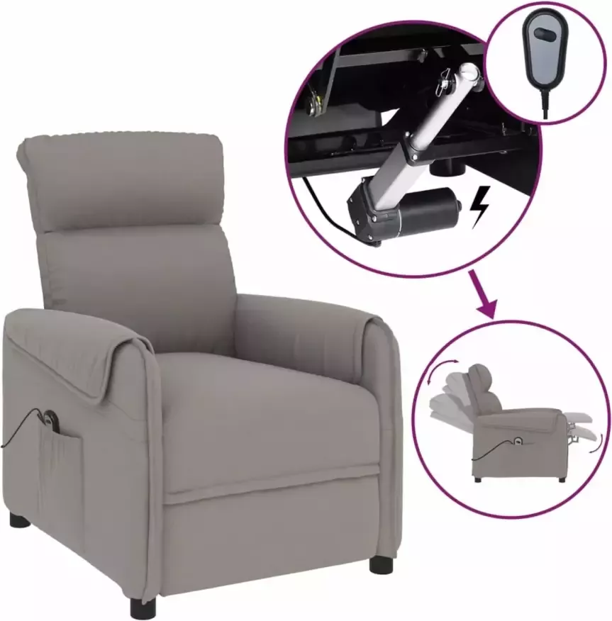 VidaXL Fauteuil verstelbaar elektrisch stof taupe