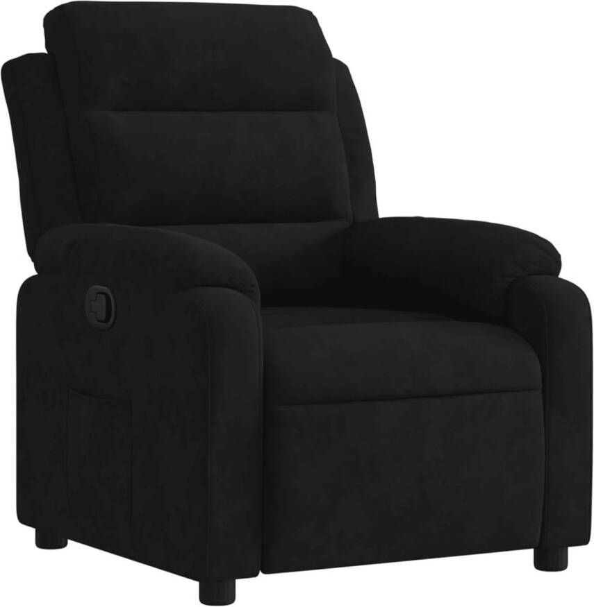 VidaXL Verstelbare Fluwelen Fauteuil Zwart Verstelbare Fauteuil Fauteuils Lounge Stoel Relaxfauteuil Fluweelfauteuil