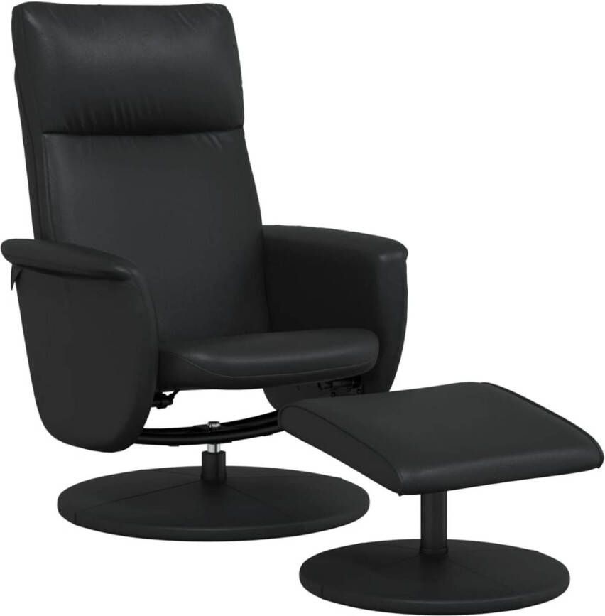 VIDAXL Fauteuil verstelbaar met voetenbankje kunstleer zwart