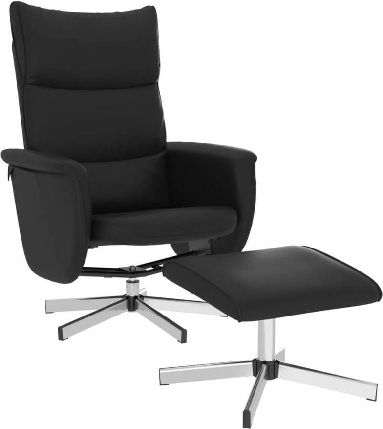VIDAXL Fauteuil verstelbaar met voetenbankje kunstleer zwart