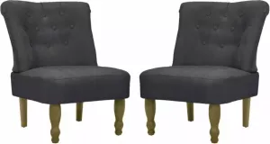 VidaXL Franse stoelen 2 st stof grijs