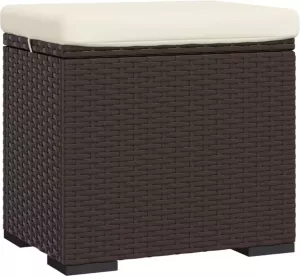 VidaXL Hocker met kussen 40x30x40 cm poly rattan bruin