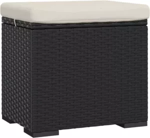 VidaXL Hocker met kussen 40x30x40 cm poly rattan zwart