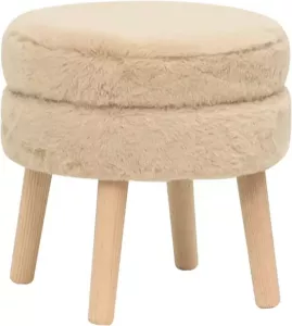 VidaXL Hocker Rond Pluche Crèmekleurig