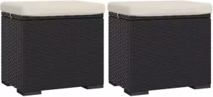 VidaXL Hockers met kussens 2 st 40x30x40 cm poly rattan zwart